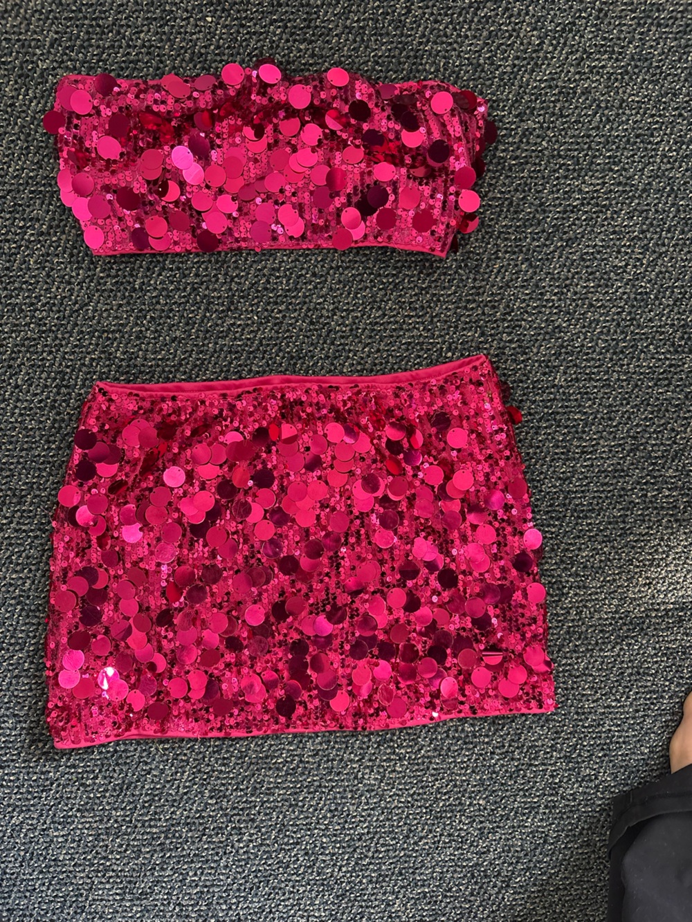 Source Unknown Hot Pink Sequin Mini Skirt